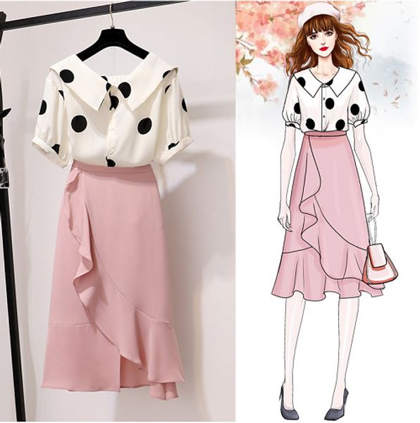 women 2 piece set korean 2 piece sets polka dot chiffon shirt ruffle skirt set two outfits summer clothes femme, White
women 2 piece set korean 2 piece sets polka dot chiffon shirt ruffle skirt set two outfits summer clothes femme, White