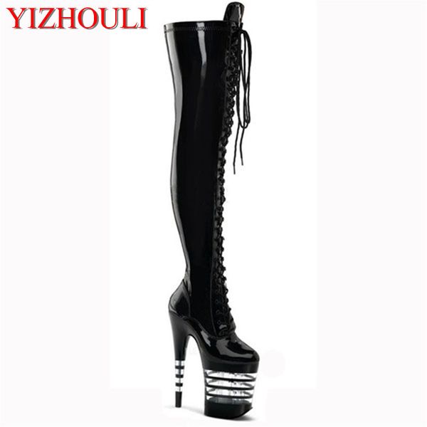 17-20cm high heels boots women pointed toe long boots knee high lace-up autumn dance shoes, Black
17-20cm high heels boots women pointed toe long boots knee high lace-up autumn dance shoes, Black