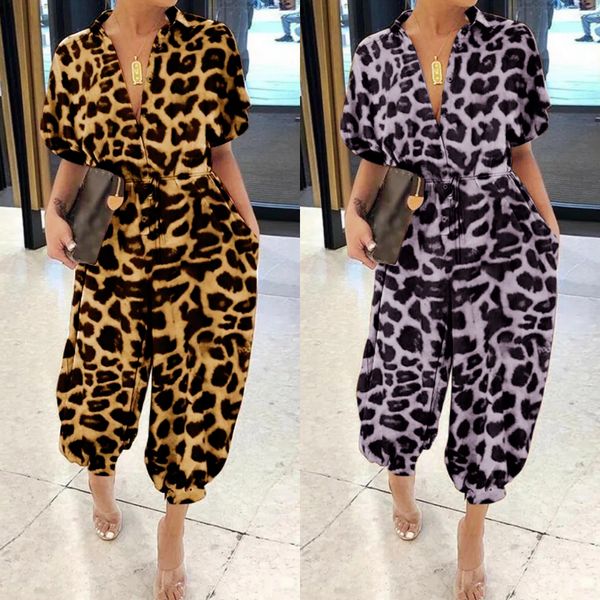 women summer jumpsuits leopard turn-down collar short sleeve loose one piece rompers clubwear party fashion overalls, Black;white
women summer jumpsuits leopard turn-down collar short sleeve loose one piece rompers clubwear party fashion overalls, Black;white