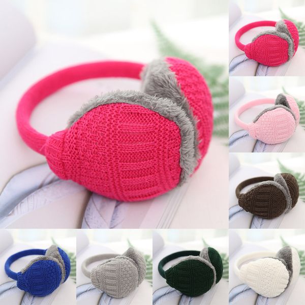 

winter ear cover women warm knitted earmuffs ear warmers women girls plush muffs earlap warmer cache oreille, Blue;gray