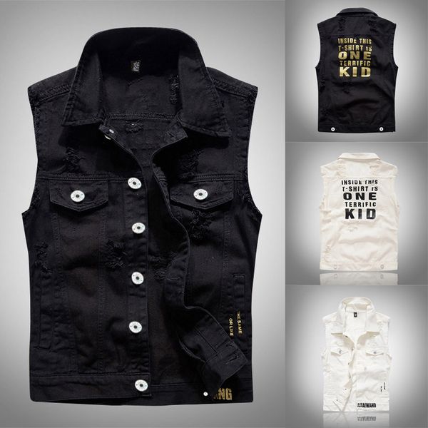 2019 denim vest men punk rock rivet cowboy black jeans waistcoat fashion men motorcycle style sleeveless jeans jacket, Black;white
2019 denim vest men punk rock rivet cowboy black jeans waistcoat fashion men motorcycle style sleeveless jeans jacket, Black;white