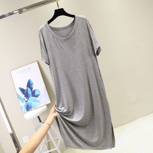 women nightgowns summer sleepwear casual night dresses plus size short sleeve slit dresses women loose nightdress home clothes, Black;gray
women nightgowns summer sleepwear casual night dresses plus size short sleeve slit dresses women loose nightdress home clothes, Black;gray