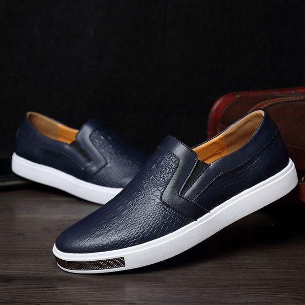 men genuine leather slip on sneakers alligator grain loafers casual leisure walking shoes skateboard sport shoes, Black
men genuine leather slip on sneakers alligator grain loafers casual leisure walking shoes skateboard sport shoes, Black