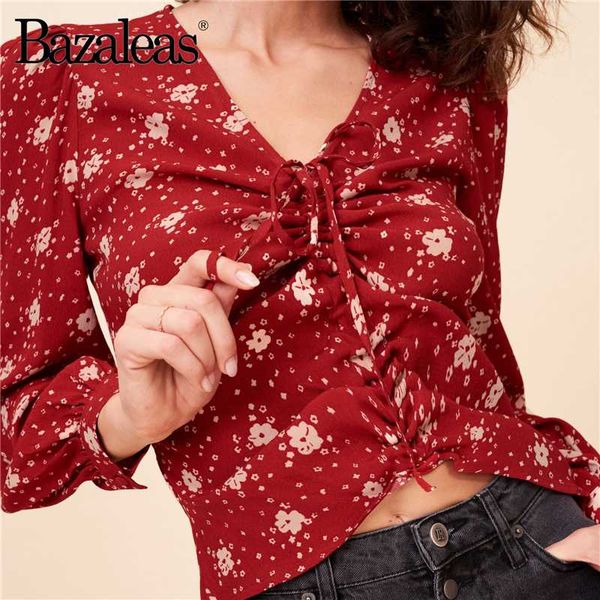 bazaleas vintage drawstring elegant red double flowers print blusas mujer de moda 2020 france women blouse, White
bazaleas vintage drawstring elegant red double flowers print blusas mujer de moda 2020 france women blouse, White
