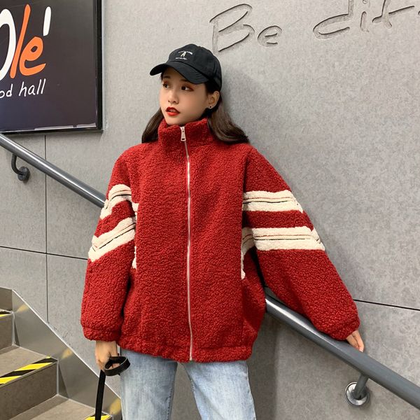 women's korean stand collar loose imitation lamb hair coat female autumn winter new spliced parkas women's winter jackets ml247, Black
women's korean stand collar loose imitation lamb hair coat female autumn winter new spliced parkas women's winter jackets ml247, Black