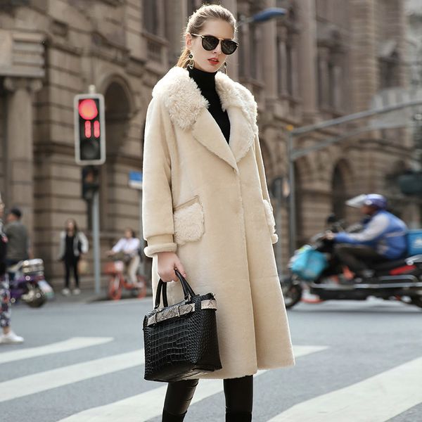 women's fur & faux natural real coat wool jacket autumn winter women clothes 2021 sheepskin lining double-faced korean vintage zt4043, Black
women's fur & faux natural real coat wool jacket autumn winter women clothes 2021 sheepskin lining double-faced korean vintage zt4043, Black