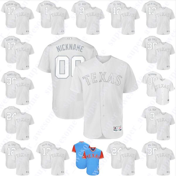Rangers Nickname 2019 Players Weekend Jersey Willie Calhoun Delino DeShields Logan Forsythe Taylor Guerrieri Scott Heineman Ariel Jurado 
Rangers Nickname 2019 Players Weekend Jersey Willie Calhoun Delino DeShields Logan Forsythe Taylor Guerrieri Scott Heineman Ariel Jurado