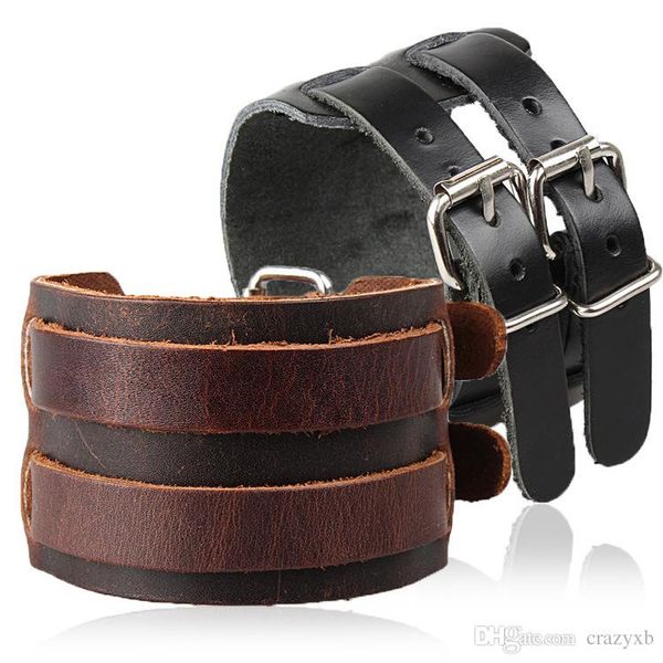 2018 new punk rock new 2 layer belt men genuine cow leather bracelet buckles wristband cuff bangle lederen armband sieraden, Golden;silver
2018 new punk rock new 2 layer belt men genuine cow leather bracelet buckles wristband cuff bangle lederen armband sieraden, Golden;silver