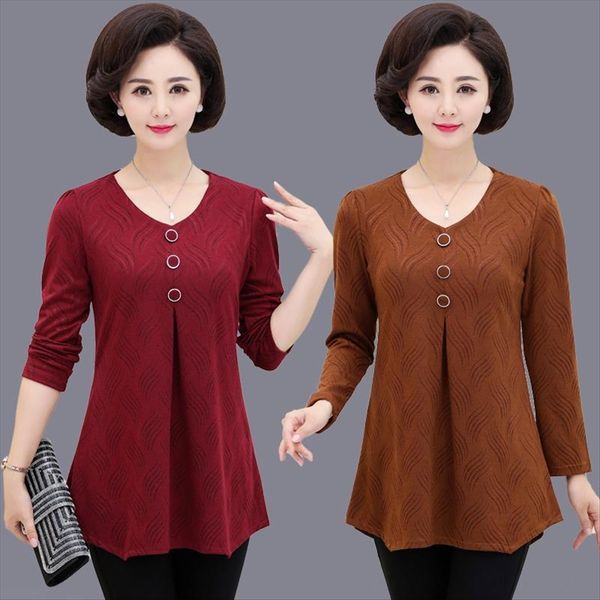 2019 autumn t- clothes middle-aged and elderly women's long-sleeved t-shirt mother's clothes autumn size knitted base shirt loose, White
2019 autumn t- clothes middle-aged and elderly women's long-sleeved t-shirt mother's clothes autumn size knitted base shirt loose, White