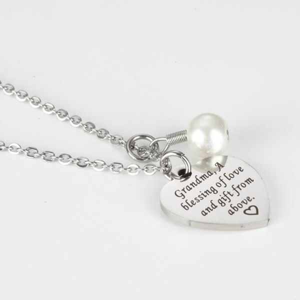 fashion stainless steel heart necklace chain pearl pendant-grandma a blessing of love and gift form above, Silver
fashion stainless steel heart necklace chain pearl pendant-grandma a blessing of love and gift form above, Silver