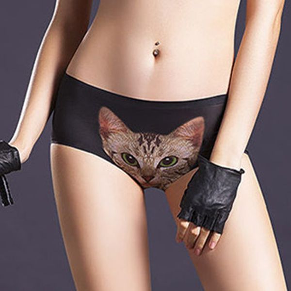 3 pcs fashion women seamless panties ice silk underpants 3d cat print antibacterial anti-light underwear briefs, Black;pink 
3 pcs fashion women seamless panties ice silk underpants 3d cat print antibacterial anti-light underwear briefs, Black;pink