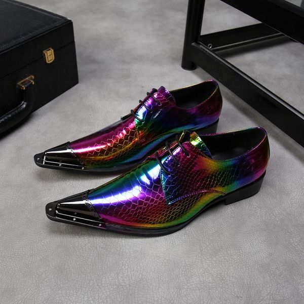 fashion trend shoes personality men's shoes bright purple leather metal tipped men's wedding party, Black
fashion trend shoes personality men's shoes bright purple leather metal tipped men's wedding party, Black