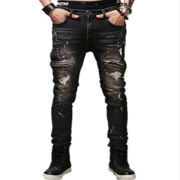 men's casual biker skinny rock ripped jeans slim jeans pants hip hop men hole trousers masculina homme thin denim pants, Blue
men's casual biker skinny rock ripped jeans slim jeans pants hip hop men hole trousers masculina homme thin denim pants, Blue