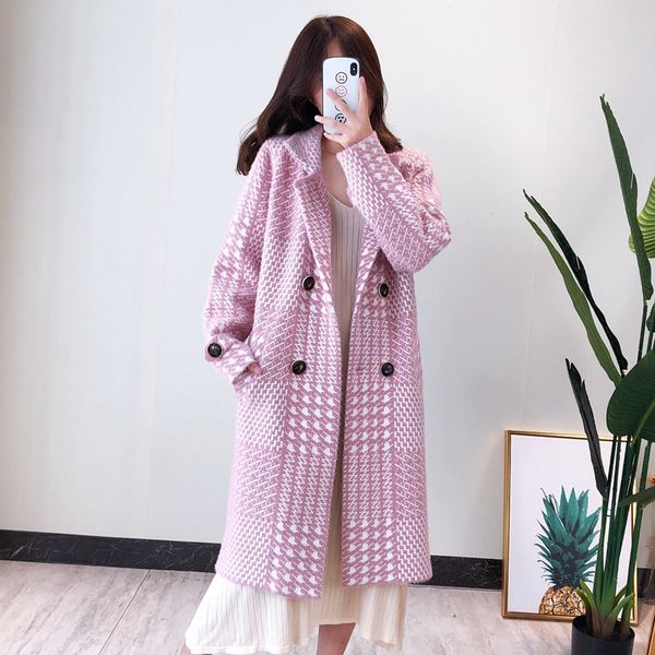 fashion loose long wool blend ladies coat plaid casual women's jacket double breasted korean womens fashion coat, Black
fashion loose long wool blend ladies coat plaid casual women's jacket double breasted korean womens fashion coat, Black