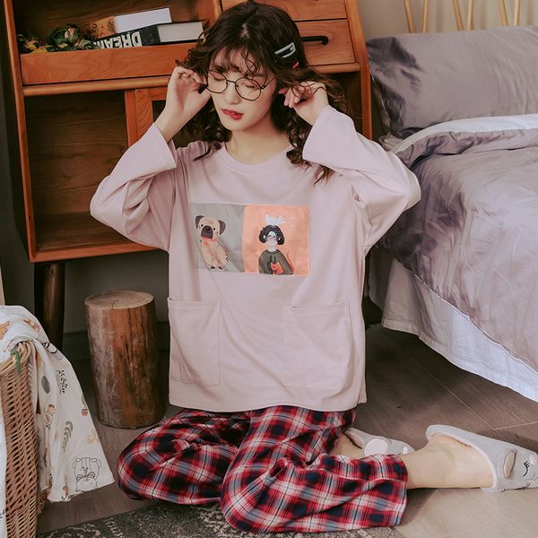 big size 3xl women pajamas set 2pcs sleepwear cotton female 2 pcs shirt&pant long sleeve pajamas suit casual lady home clothes, Black;red 
big size 3xl women pajamas set 2pcs sleepwear cotton female 2 pcs shirt&pant long sleeve pajamas suit casual lady home clothes, Black;red