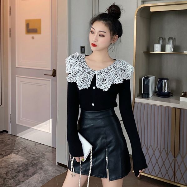 fashion sweet lace lapel sweater cardigan women simple casual long sleeve slim knitted cardigans top, White
fashion sweet lace lapel sweater cardigan women simple casual long sleeve slim knitted cardigans top, White
