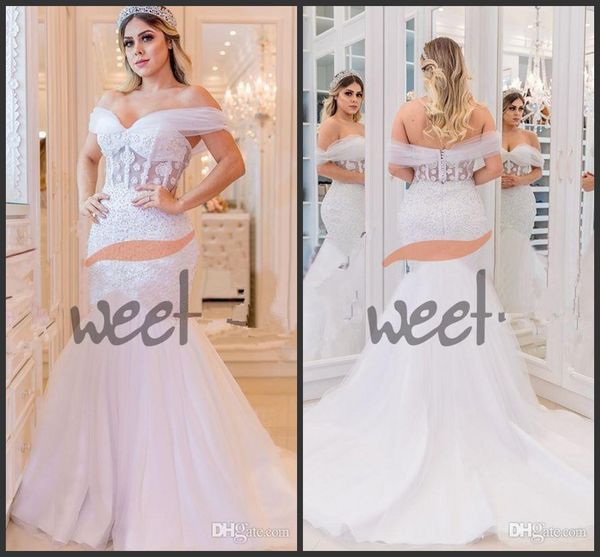 2020 african illusion off wedding dresses beaded mermaid bridal gown plus size bride trumplet backless robes de mariée saudi arabia, White
2020 african illusion off wedding dresses beaded mermaid bridal gown plus size bride trumplet backless robes de mariée saudi arabia, White