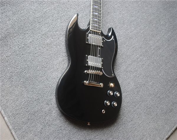 

custom sg black guitar thunderstruck ac dc angus young signature mahogany body electric guitar lightning bolt inlays factory o