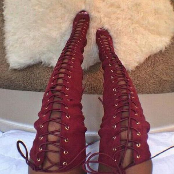 over the knee women long boots peep toe high heels lace up shoes ladies red cross strappy punk thigh high boots big size, Black
over the knee women long boots peep toe high heels lace up shoes ladies red cross strappy punk thigh high boots big size, Black