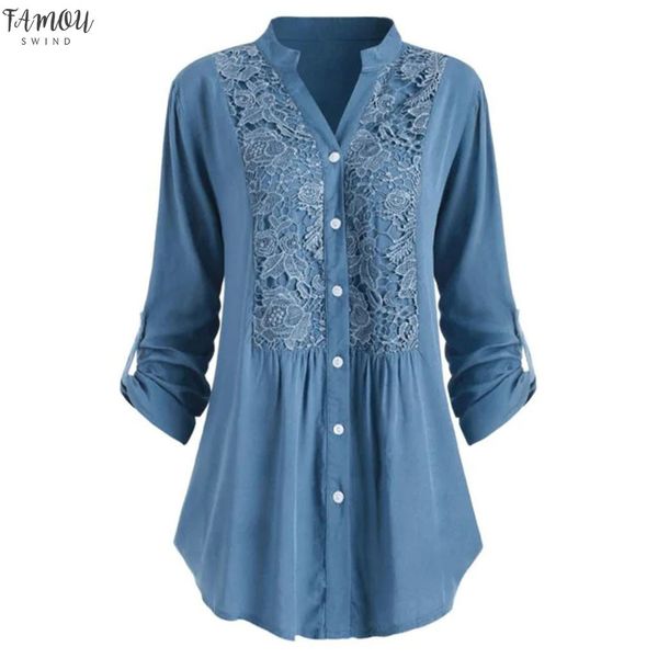 plus size womens tunic clothes autumn ladies lace patchwork shirts v neck long sleeve blusas mujer de moda 2020, White
plus size womens tunic clothes autumn ladies lace patchwork shirts v neck long sleeve blusas mujer de moda 2020, White