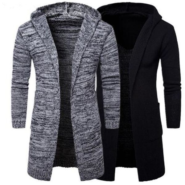 

2018 men slim coat winter men's long sleeve jacket trench stylish cardigan knit warm knitwear jackets for male overcoat, Tan;black