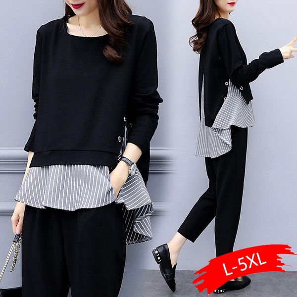 black two piece set женщина полосатое сращивание с длинным рукавом и шаровары наборов повседневного офиса корейской дама подходит 2020 горяч, White
black two piece set женщина полосатое сращивание с длинным рукавом и шаровары наборов повседневного офиса корейской дама подходит 2020 горяч, White