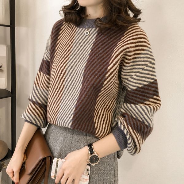 stripes sweater jumper knitwear 2019 autumn fashion slim elegant women's sweaters pullovers female harajuku clothing for women, White;black
stripes sweater jumper knitwear 2019 autumn fashion slim elegant women's sweaters pullovers female harajuku clothing for women, White;black
