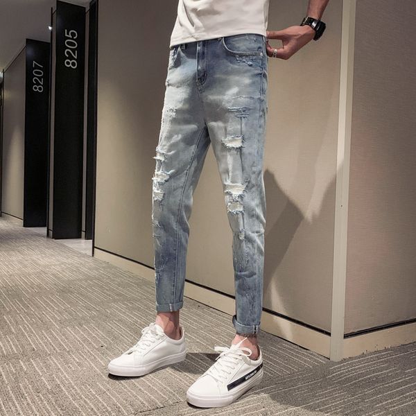 autumn new jeans men stretch slim fashion washed solid color torn holes denim trousers man streetwear wild hip hop jeans pants, Blue
autumn new jeans men stretch slim fashion washed solid color torn holes denim trousers man streetwear wild hip hop jeans pants, Blue