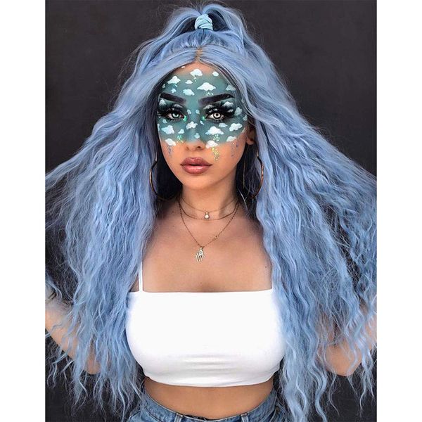 rongduoyi fashion blue glueless lace front wigs side part long beach wave heat fiber synthetic hair replacement wig for women, Black
rongduoyi fashion blue glueless lace front wigs side part long beach wave heat fiber synthetic hair replacement wig for women, Black