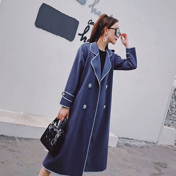 women windbreak 2019 fashion spring autumn elegant office lady long coat double button outwear female loose casual clothes l484, Tan;black
women windbreak 2019 fashion spring autumn elegant office lady long coat double button outwear female loose casual clothes l484, Tan;black