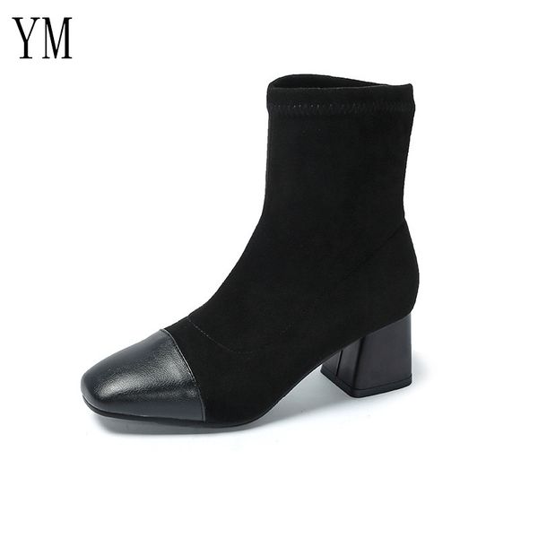 new women black ankle sock boots 2020 fashion spring autumn stretch boots chunky high heels square toe women shoes 35-39
new women black ankle sock boots 2020 fashion spring autumn stretch boots chunky high heels square toe women shoes 35-39