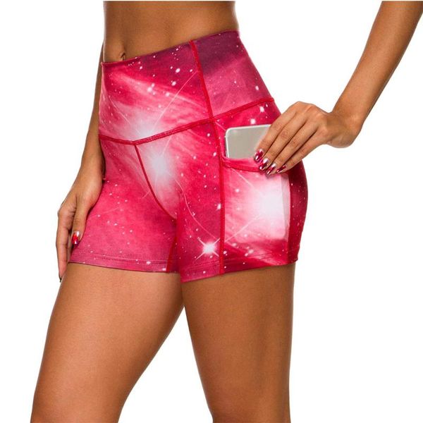 women high waist yoga shorts sport fitness exercise colorful running elastic pockets shorts, White;red
women high waist yoga shorts sport fitness exercise colorful running elastic pockets shorts, White;red