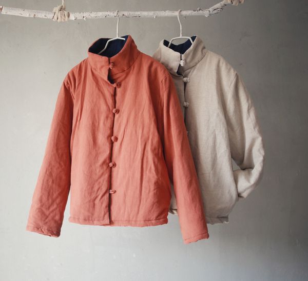 women 2018 short desige wadded jacket stand collar plate buttons retro outwear cotton-padded outcoat vintage linen coat, Tan;black
women 2018 short desige wadded jacket stand collar plate buttons retro outwear cotton-padded outcoat vintage linen coat, Tan;black