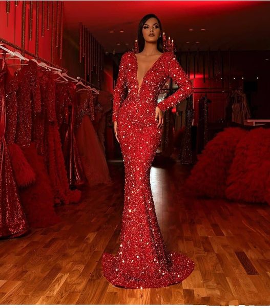2019 Red Mermaid Evening Dresses Long Sleeve V Neck Sequined Cheap Couture Formal Dresses Evening Wear Gowns robes de soirée
2019 Red Mermaid Evening Dresses Long Sleeve V Neck Sequined Cheap Couture Formal Dresses Evening Wear Gowns robes de soirée