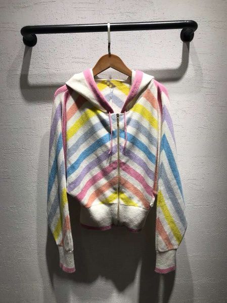 2019ss women's cardigan sweater women's sweater spring and autumn cashmere hooded rainbow, White;black
2019ss women's cardigan sweater women's sweater spring and autumn cashmere hooded rainbow, White;black