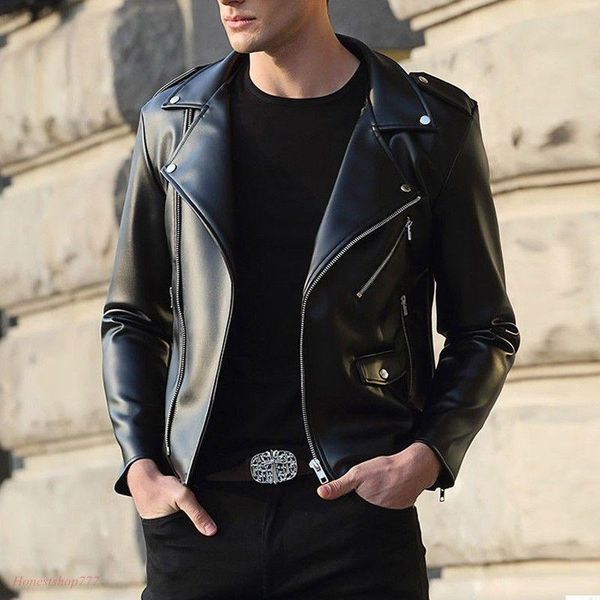 pu leather men motocycle punk faux leather zipper short coat slim jacket outwear, Black
pu leather men motocycle punk faux leather zipper short coat slim jacket outwear, Black