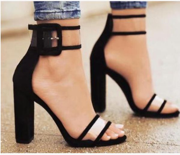 2020 new high-heeled plus size sandals women's fashion buckle fish mouth high heels wild thick heel women's shoes, Black
2020 new high-heeled plus size sandals women's fashion buckle fish mouth high heels wild thick heel women's shoes, Black