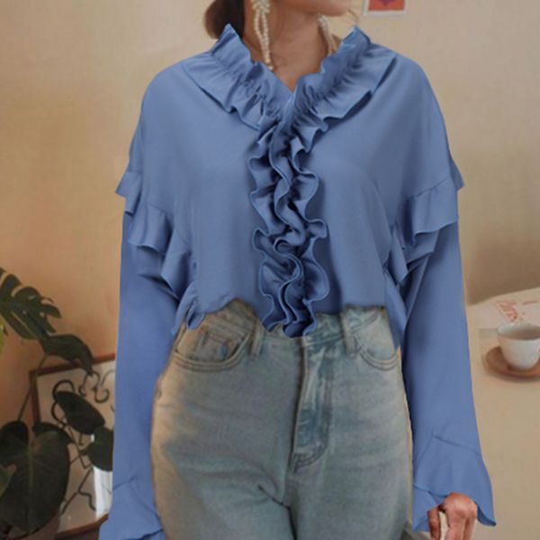zanzea elegant spring blouse women's ruffle blouse long sleeve blusas female casual solid tunic elegant chemise oversized, White
zanzea elegant spring blouse women's ruffle blouse long sleeve blusas female casual solid tunic elegant chemise oversized, White