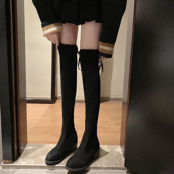 fashion women faux leather autumn winter knee boots thick elastic boots high over the knee women legs j9, Black
fashion women faux leather autumn winter knee boots thick elastic boots high over the knee women legs j9, Black