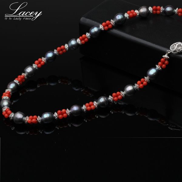 real natural freshwater black pearl necklace for women,vintage natural red coral choker necklace girl gift, Silver
real natural freshwater black pearl necklace for women,vintage natural red coral choker necklace girl gift, Silver