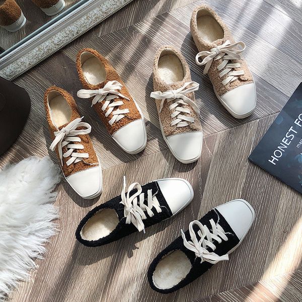 autumn women casual fur shoes lace-up ladies flat platform shoes short plush linner warm footwear women sneakers, Black
autumn women casual fur shoes lace-up ladies flat platform shoes short plush linner warm footwear women sneakers, Black