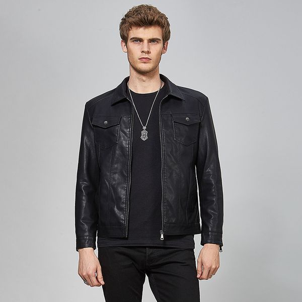 the new handsome young men leisure leather motorcycle suit coat male cultivate one's morality men's pu leather jacket, Black
the new handsome young men leisure leather motorcycle suit coat male cultivate one's morality men's pu leather jacket, Black