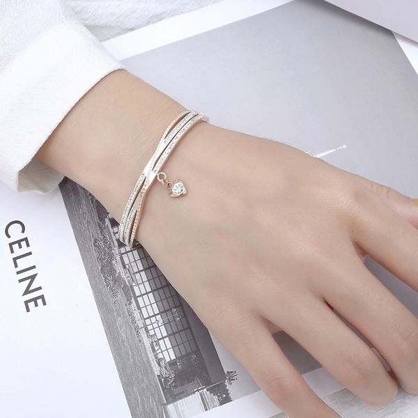 bangle stainless steel rose gold color couples bracelet crystal charms lover wedding jewelry, Black
bangle stainless steel rose gold color couples bracelet crystal charms lover wedding jewelry, Black