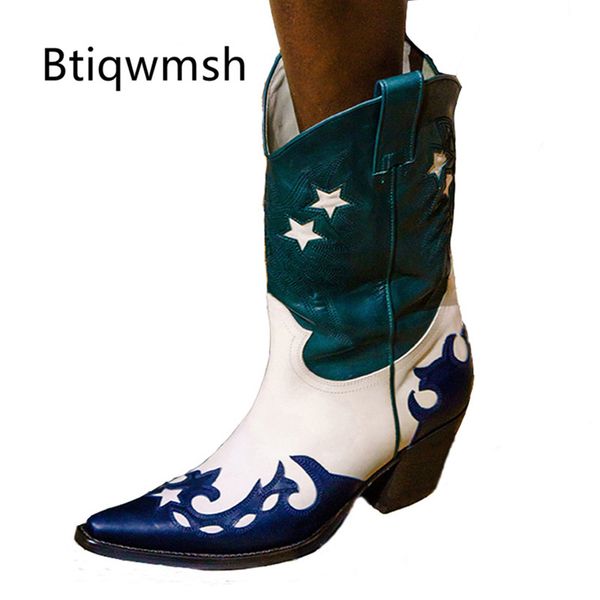 2019 retro ankle boots women point toe stars embroidery mixed color cow leather patchwork wedges shoes woman fashion cowboy boot, Black
2019 retro ankle boots women point toe stars embroidery mixed color cow leather patchwork wedges shoes woman fashion cowboy boot, Black