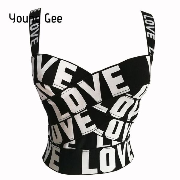 young gee love print black tank cropped women all-matched bustier crop short mini tight bandage vest female streetwear, White
young gee love print black tank cropped women all-matched bustier crop short mini tight bandage vest female streetwear, White
