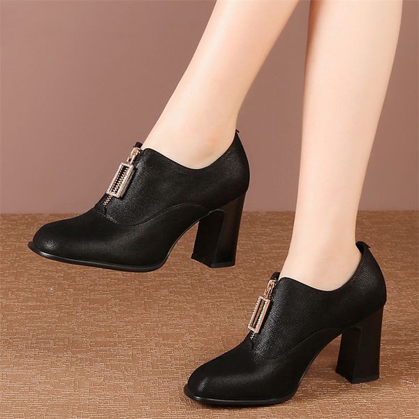 women pumps high heels natural genuine leather zip thick heel shoes square toe extreme high heel shoes, Black
women pumps high heels natural genuine leather zip thick heel shoes square toe extreme high heel shoes, Black