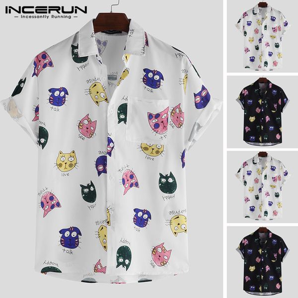 incerun men shirt cartoon printed short sleeve loose casual hawaiian shirt men summer cool fashion streetwear couple shirts 2019, White;black
incerun men shirt cartoon printed short sleeve loose casual hawaiian shirt men summer cool fashion streetwear couple shirts 2019, White;black