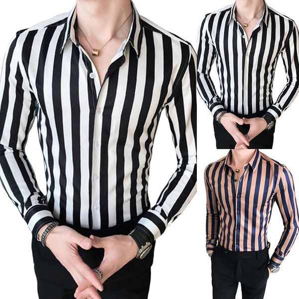 men fashion striped long sleeve turndown collar button blouse shirt shirts men male slims fit shirt chemise homme haraju, White;black
men fashion striped long sleeve turndown collar button blouse shirt shirts men male slims fit shirt chemise homme haraju, White;black