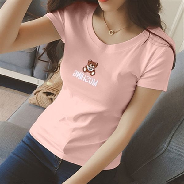 2019 t- short sleeve round collar slim half sleeve all-match embroidery pure white t- shirt base shirt female 9.9
2019 t- short sleeve round collar slim half sleeve all-match embroidery pure white t- shirt base shirt female 9.9