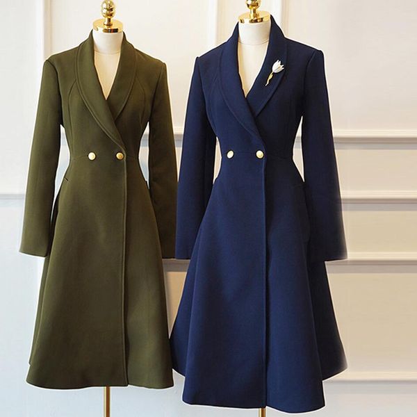 fashion vintage double breasted wool blends coat women skirt slim waist winter v-neck women long woolen coat, Black
fashion vintage double breasted wool blends coat women skirt slim waist winter v-neck women long woolen coat, Black